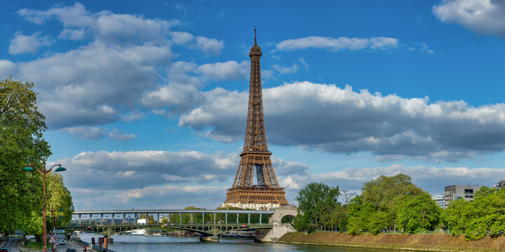 Spring Day Serenity: Eiffel Tower and Seine River in Paris