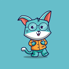 simple mascot logo cute cat character design	