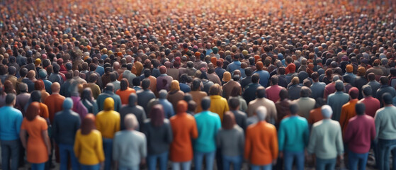 Fototapeta premium Crowd of people. Artistic depiction. Colorful figures. Generative AI.