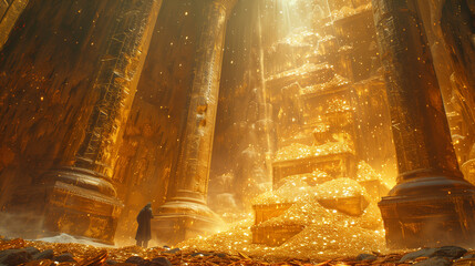 fantasy ruin of gold temple - 792695723