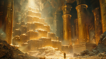 fantasy ruin of gold temple - 792695777