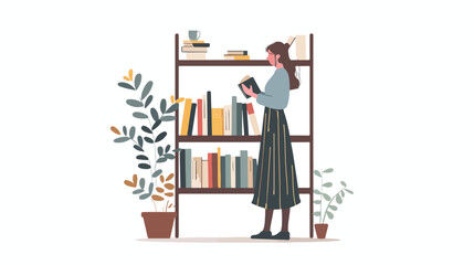 Woman Reading Book Illustration. Reading book while style