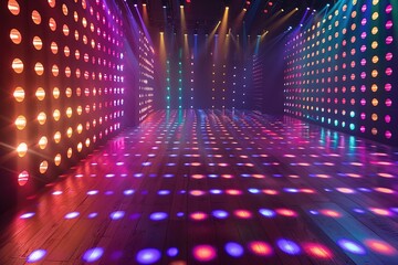 Abstract background, empty stage with lights and spotlights, Ai Generated