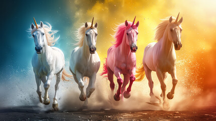 colorful of unicorn running - 792698373