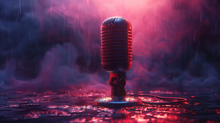 microphone with blur background, podcast background