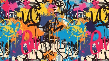 A colorful graffiti wall with a lot of different tags and colors
