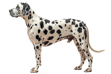Dalmatian standing full body on side isolated on transparent background