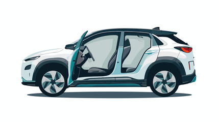 Fototapeta na wymiar Electric CUV car with open door isolated side view. vector
