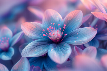 Close up of a blooming purple petaled flower  - Powered by Adobe