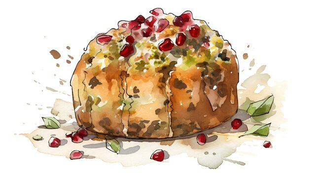 Piece of tasty Tahini halva with pistachios on white