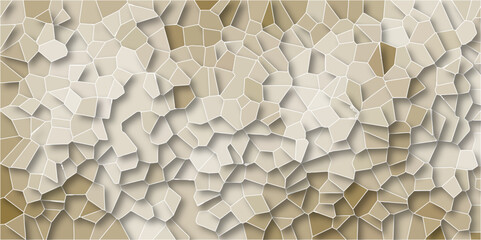 Abstract colorful brown, beige mosaic pattern. Pebble seamless pattern vector illustration Quartz light brown and light Broken Stained Glass Background with white outline Voronoi diagram