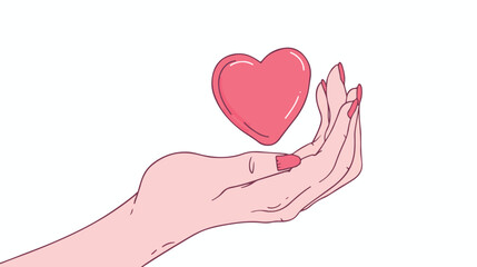 Female hand holds a heart. Valentines day. Vector fla