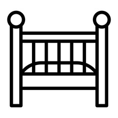Baby Crib Vector Line Icon Design - obrazy, fototapety, plakaty