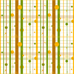 Abstract seamless pattern. Green and yellow grid pattern. Grid pattern with dots of different diameters. Design for textiles, wrapping and paper.