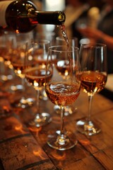 A person pouring wine into a glass on the table, AI