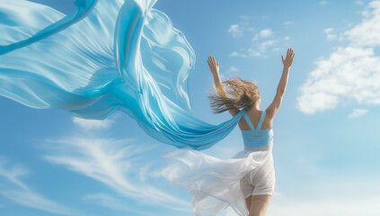 woman jumping in the sky