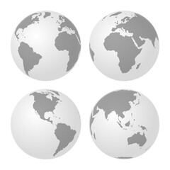 World globe dot halftone map. Abstract Earth vector icon set