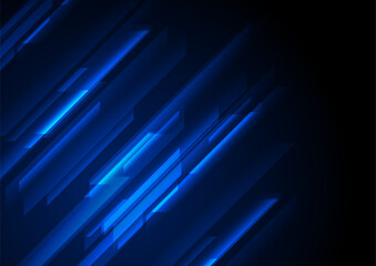 Dark blue glossy glowing geometric tech background. Vector minimal design