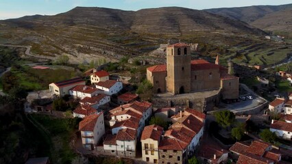 Aerial view of Enciso, famous touristic destination in la Rioja, Spain. High quality 4k footage - Powered by Adobe