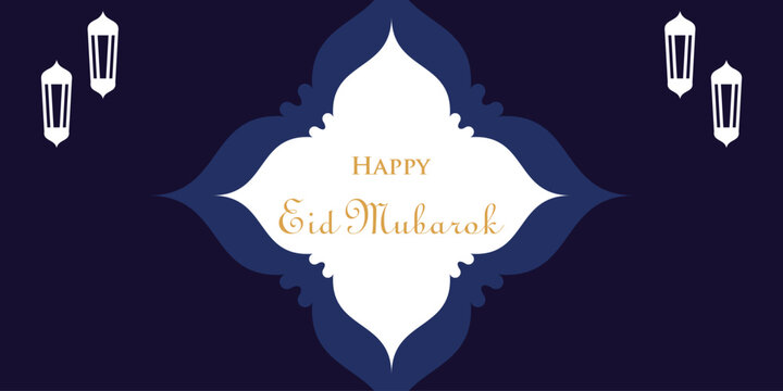 Ramadan kareem eid-al fitr poster template with ornament lettern and mosque vector background design