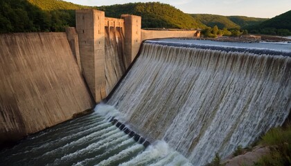 Water flows over the top of a dam on a river. increased flow in lakes and rivers