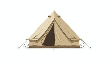 Front view of canvas pyramid tent isolated