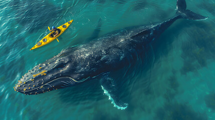 Baby Humpback Whale Calf In Blue Water
