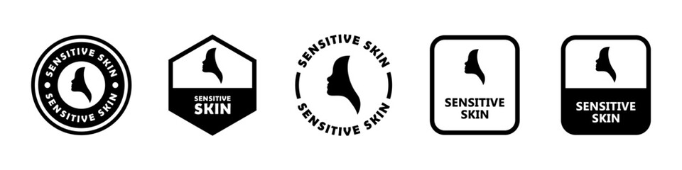 Sensitive Skin. Vector signs for beauty products packaging label.