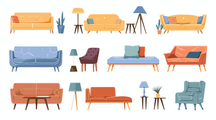 Furniture set for modern home interior design. Trendy