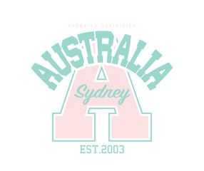 Obraz premium Sydney Australia retro vintage typography. Vector illustration design for fashion, tee, t-shirt, print, poster, graphic, background.