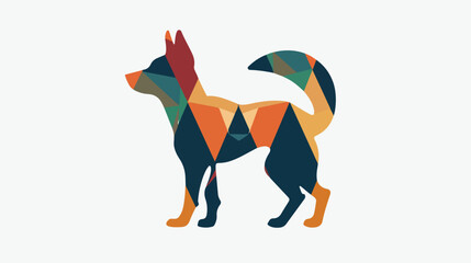 Geometric logotype with silhouette of dog. Stylized 