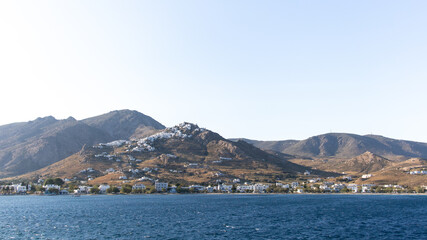 Greek Island in Cyclades from the sea - obrazy, fototapety, plakaty