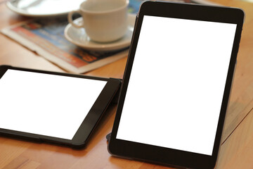 Mockup of a tablet with a blank screen