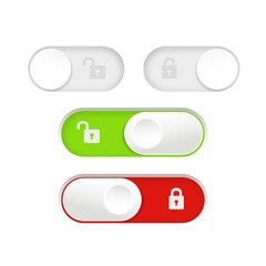 blocked and unlocked toggle switch buttons. Material design switch buttons set. Vector