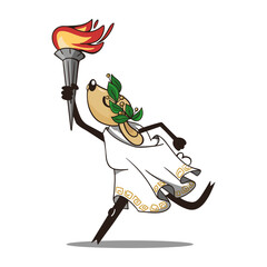 Cartoon olimpic sheep. Funny animal character. Sport competition concept.
