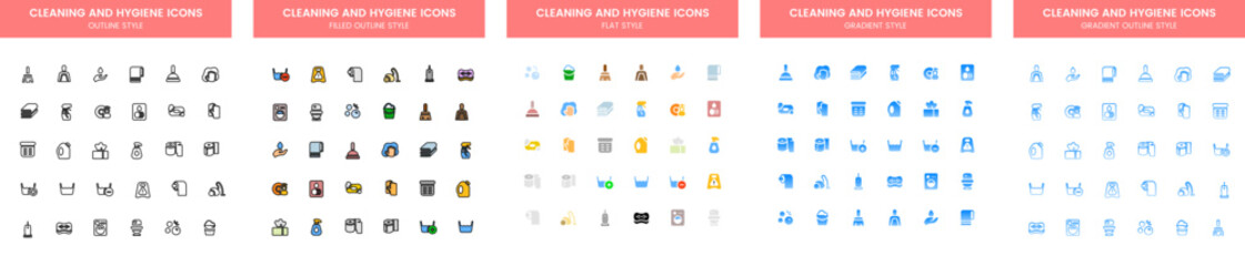 Fototapeta premium Cleaning and Hygiene icons