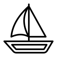 Sail Boat Vector Line Icon Design