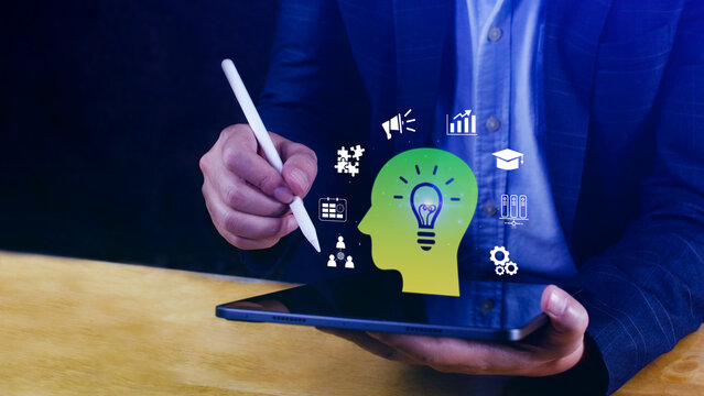 Thinking skills for business leader and manager concept. Team, critical, creative, systematic thinking skill. Upskilling, reskilling, new skill for employee's competency development. Business succes