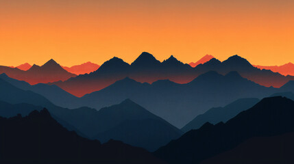 Silhouette of mountains ..