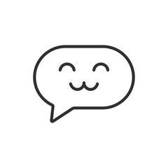 Speech bubble with a smile, linear icon. Line with editable stroke
