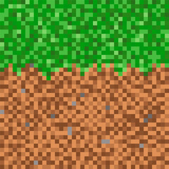 Grass with ground  pixel pattern background