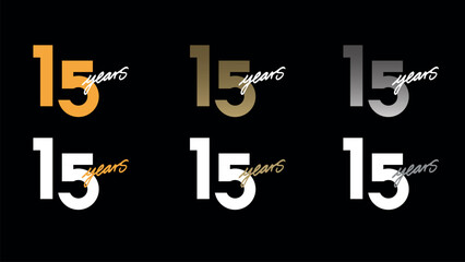 Adobe Illustrator ArtworkVektor-Illustration eines Jahrestages Logo-Vorlage Design, Jubiläumssymbol, Geburtstag Feier Grußkarte Zeichen, Etikett und Symbol der Zahl 15 - Stock-Grafiken