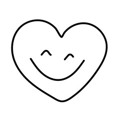 Heart with a smile in doodle style. Isolated on white background