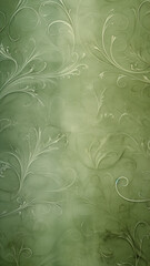 vertical background vintage green shabby canvas, with barely noticeable floral ornament, background with copy  space - 792723579