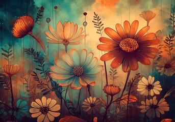 vintage floral grunge background