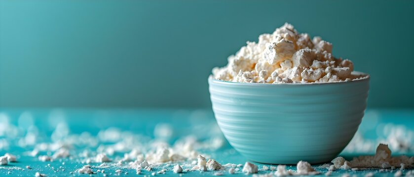 Comparing Whey Protein Powder Portions on a Plain Background. Concept Whey Protein Powder, Portion Sizes, Comparison Study, Plain Background