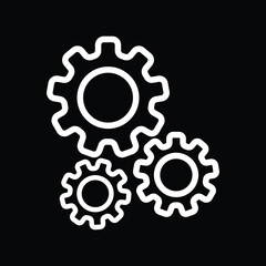 Simple white settings symbol isolated on black background