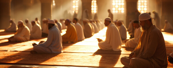 Fototapeta na wymiar Muslims participating in an interfaith dialogue.