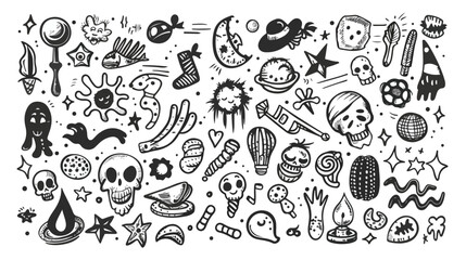 Hand drawn funny doodle elements. Vector set Vector isolated