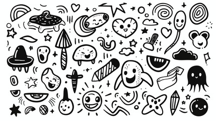 Hand drawn funny doodle elements. Vector set Vector isolated